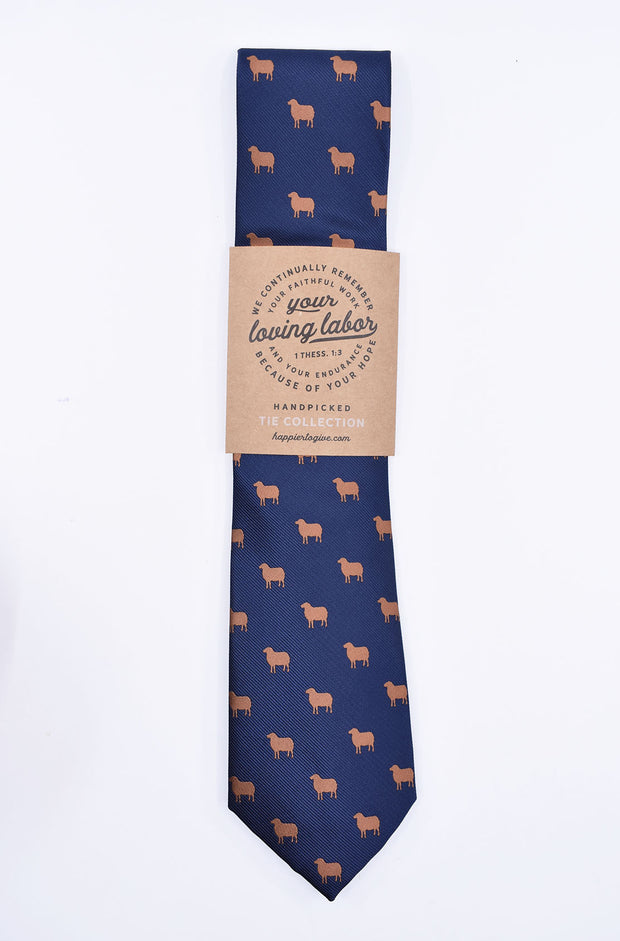 Custom Made Navy Blue Sheep Tie