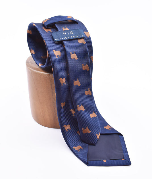 Custom Made Navy Blue Sheep Tie Happier To Give