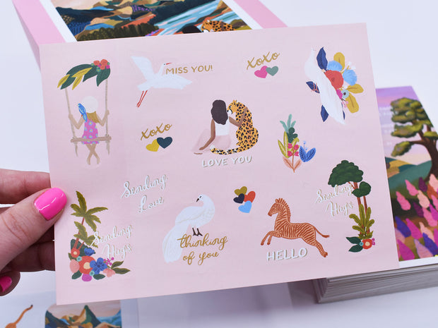 Paradise Paintings : Box of 20 Greeting Cards + 2 Sticker Sheets
