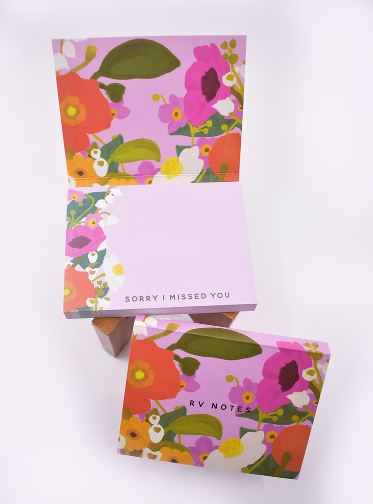 35% off Sale: Sorry I Missed You Sticky Notes : 100 Page Deluxe Booklet : Blossom Lavender