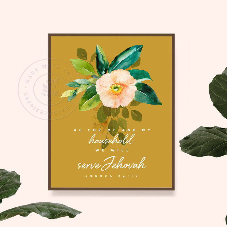 My Household Will Serve Jehovah : Vintage Botanicals : Printable Download