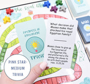 The Real Life - Acting, Humming, Drawing, & Trivia! Acting Out Bible Story Scenes, Bible Trivia, and Little Lessons in The How Did You Do Cards, Who am I Trivia, Doodle Board for Bible Pictionary, Humdingers all Included:) NEW DELUXE VERSION